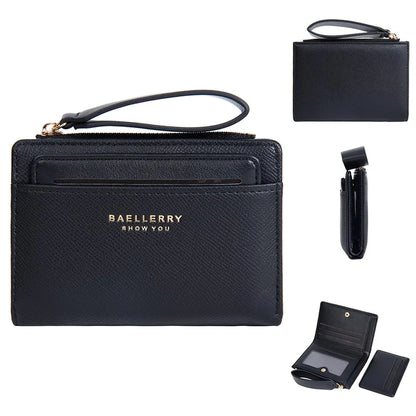 BAELLERRY N8335 Stylish Women Short Wallet PU Leather Zipper Pocket Coin Purse with Separate Card Holder
