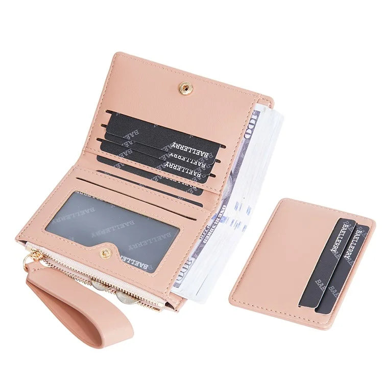 BAELLERRY N8335 Stylish Women Short Wallet PU Leather Zipper Pocket Coin Purse with Separate Card Holder
