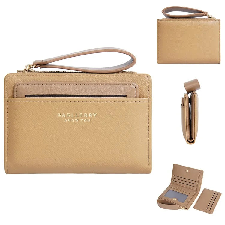 BAELLERRY N8335 Stylish Women Short Wallet PU Leather Zipper Pocket Coin Purse with Separate Card Holder