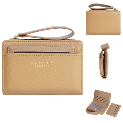 BAELLERRY N8335 Stylish Women Short Wallet PU Leather Zipper Pocket Coin Purse with Separate Card Holder