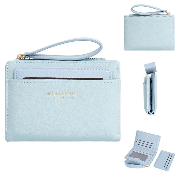 BAELLERRY N8335 Stylish Women Short Wallet PU Leather Zipper Pocket Coin Purse with Separate Card Holder