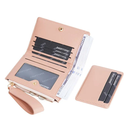 BAELLERRY N8335 Stylish Women Short Wallet PU Leather Zipper Pocket Coin Purse with Separate Card Holder