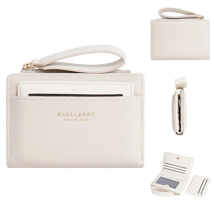 BAELLERRY N8335 Stylish Women Short Wallet PU Leather Zipper Pocket Coin Purse with Separate Card Holder