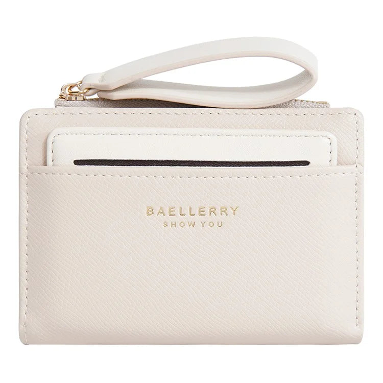 BAELLERRY N8335 Stylish Women Short Wallet PU Leather Zipper Pocket Coin Purse with Separate Card Holder