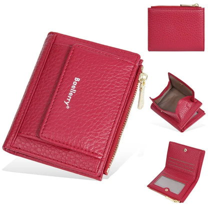 BAELLERRY NR110 Stylish PU Leather Women Short Wallet Zipper Pocket Coins Cards Cash Holder