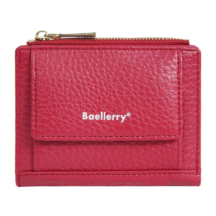 BAELLERRY NR110 Stylish PU Leather Women Short Wallet Zipper Pocket Coins Cards Cash Holder