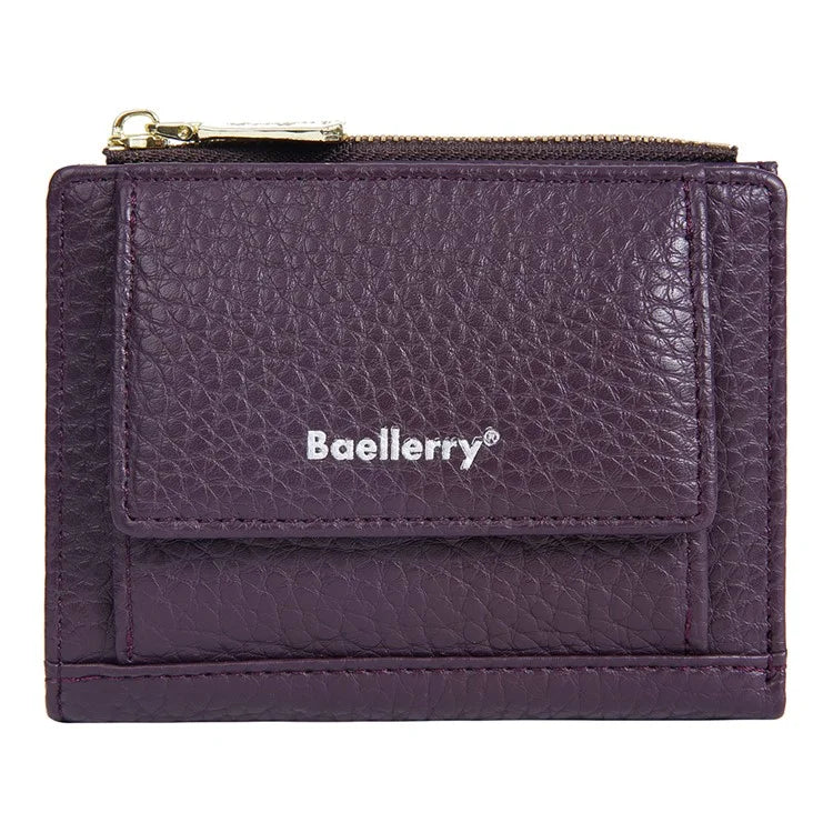 BAELLERRY NR110 Stylish PU Leather Women Short Wallet Zipper Pocket Coins Cards Cash Holder