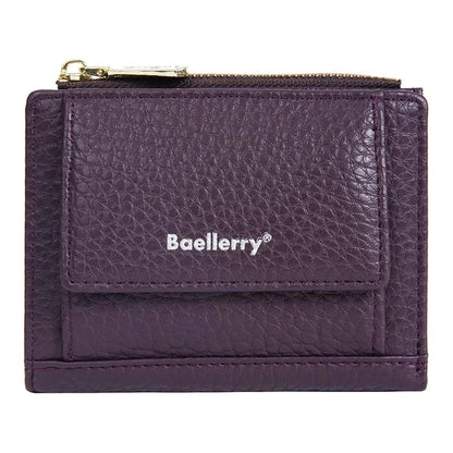 BAELLERRY NR110 Stylish PU Leather Women Short Wallet Zipper Pocket Coins Cards Cash Holder