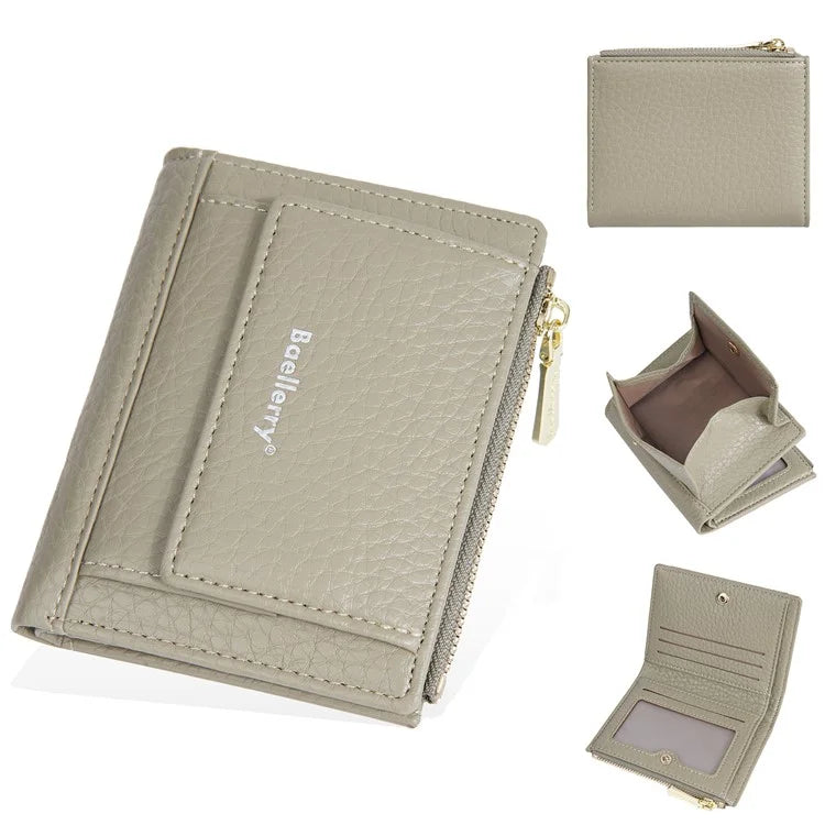 BAELLERRY NR110 Stylish PU Leather Women Short Wallet Zipper Pocket Coins Cards Cash Holder