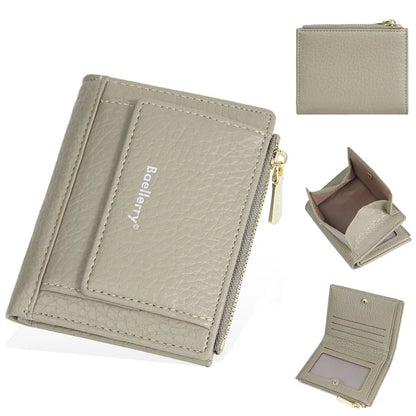 BAELLERRY NR110 Stylish PU Leather Women Short Wallet Zipper Pocket Coins Cards Cash Holder