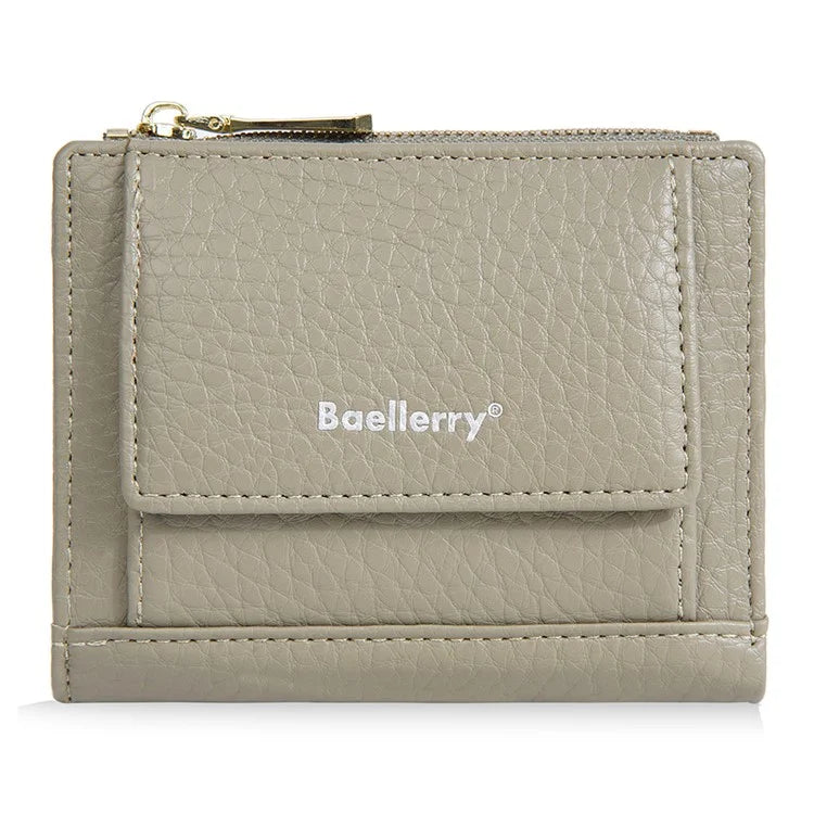 BAELLERRY NR110 Stylish PU Leather Women Short Wallet Zipper Pocket Coins Cards Cash Holder