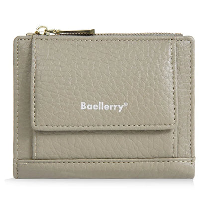BAELLERRY NR110 Stylish PU Leather Women Short Wallet Zipper Pocket Coins Cards Cash Holder