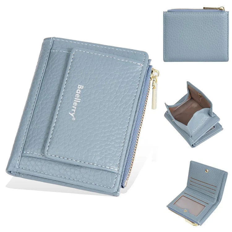 BAELLERRY NR110 Stylish PU Leather Women Short Wallet Zipper Pocket Coins Cards Cash Holder