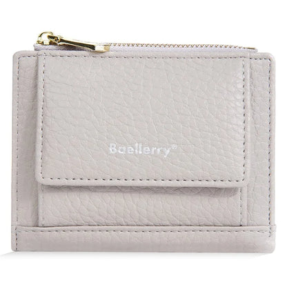 BAELLERRY NR110 Stylish PU Leather Women Short Wallet Zipper Pocket Coins Cards Cash Holder