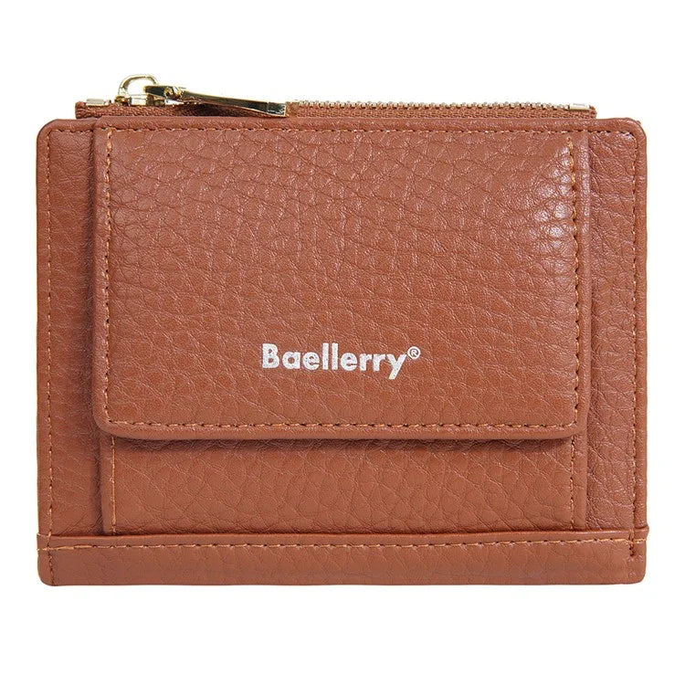 BAELLERRY NR110 Stylish PU Leather Women Short Wallet Zipper Pocket Coins Cards Cash Holder