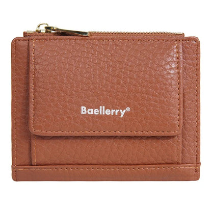 BAELLERRY NR110 Stylish PU Leather Women Short Wallet Zipper Pocket Coins Cards Cash Holder