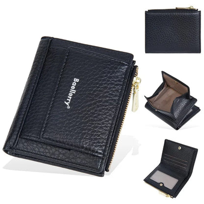 BAELLERRY NR110 Stylish PU Leather Women Short Wallet Zipper Pocket Coins Cards Cash Holder