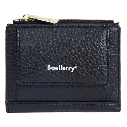 BAELLERRY NR110 Stylish PU Leather Women Short Wallet Zipper Pocket Coins Cards Cash Holder