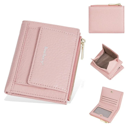 BAELLERRY NR110 Stylish PU Leather Women Short Wallet Zipper Pocket Coins Cards Cash Holder