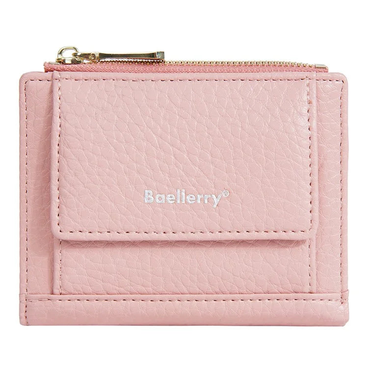 BAELLERRY NR110 Stylish PU Leather Women Short Wallet Zipper Pocket Coins Cards Cash Holder