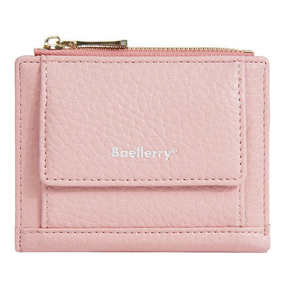 BAELLERRY NR110 Stylish PU Leather Women Short Wallet Zipper Pocket Coins Cards Cash Holder
