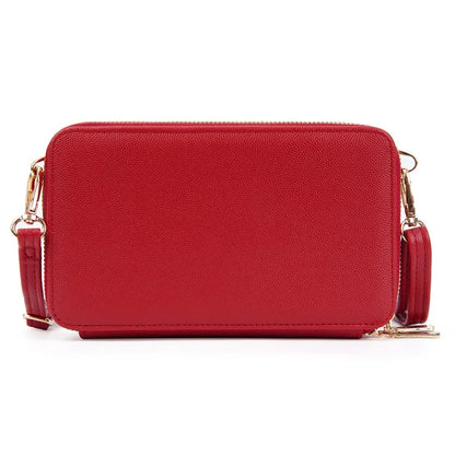 BAELLERRY N8332 Women PU Leather Dual Zipper Crossbody Bag Multiple Card Slots Phone Cash Holder Purse