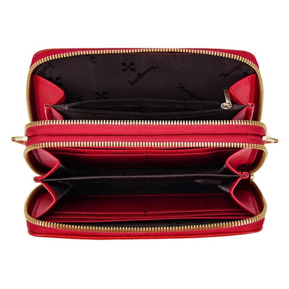 BAELLERRY N8332 Women PU Leather Dual Zipper Crossbody Bag Multiple Card Slots Phone Cash Holder Purse