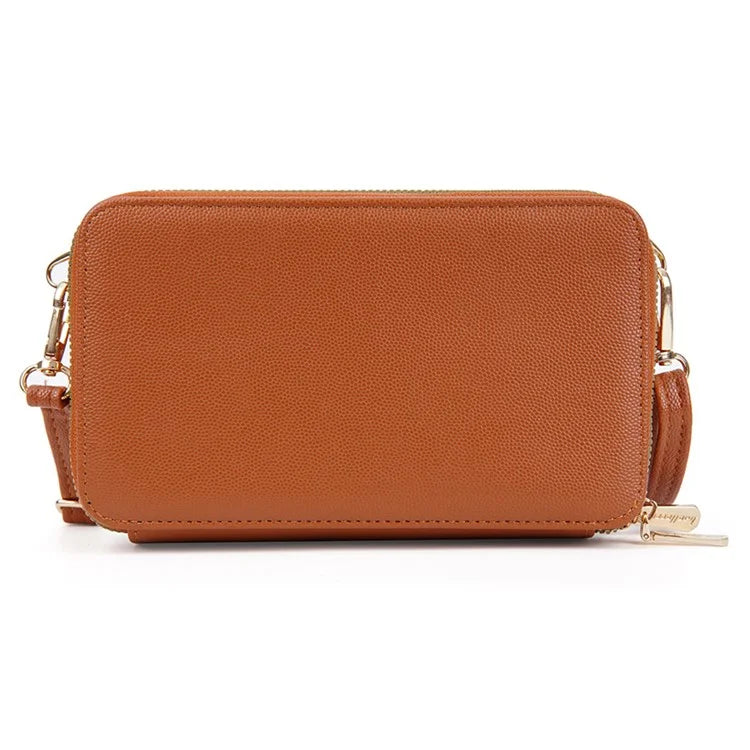 BAELLERRY N8332 Women PU Leather Dual Zipper Crossbody Bag Multiple Card Slots Phone Cash Holder Purse