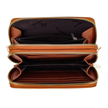 BAELLERRY N8332 Women PU Leather Dual Zipper Crossbody Bag Multiple Card Slots Phone Cash Holder Purse