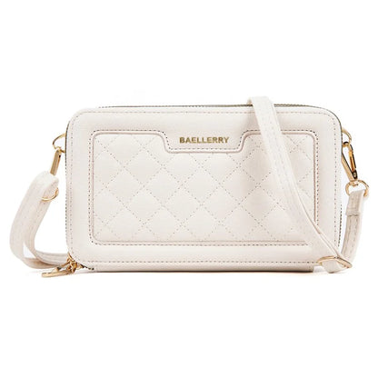 BAELLERRY N8332 Women PU Leather Dual Zipper Crossbody Bag Multiple Card Slots Phone Cash Holder Purse