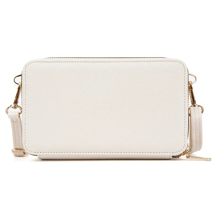 BAELLERRY N8332 Women PU Leather Dual Zipper Crossbody Bag Multiple Card Slots Phone Cash Holder Purse
