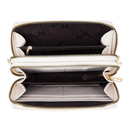 BAELLERRY N8332 Women PU Leather Dual Zipper Crossbody Bag Multiple Card Slots Phone Cash Holder Purse