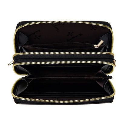 BAELLERRY N8332 Women PU Leather Dual Zipper Crossbody Bag Multiple Card Slots Phone Cash Holder Purse