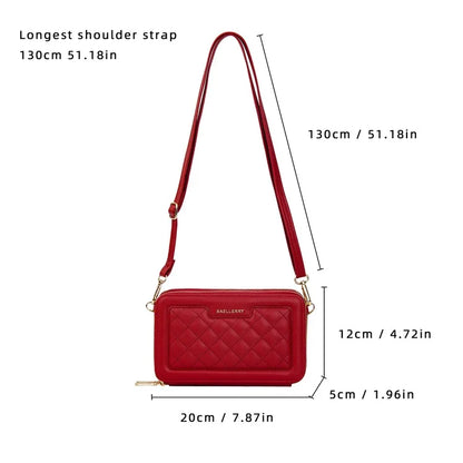 BAELLERRY N8332 Women PU Leather Dual Zipper Crossbody Bag Multiple Card Slots Phone Cash Holder Purse