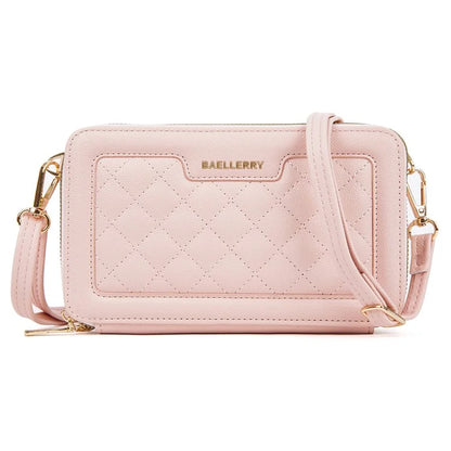 BAELLERRY N8332 Women PU Leather Dual Zipper Crossbody Bag Multiple Card Slots Phone Cash Holder Purse