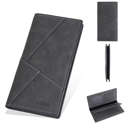 BAELLERRY C3070 Frosted PU Leather Long Wallet Men Large Capacity Cash Cards Holder with Zipper Pocket
