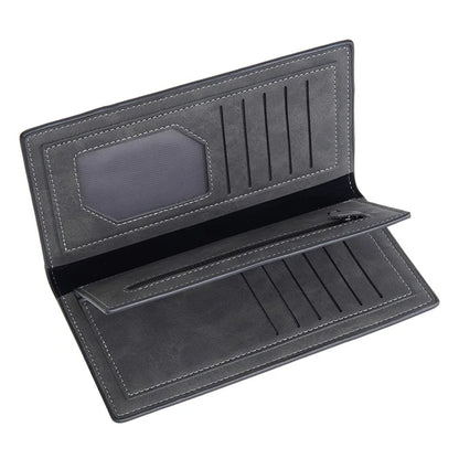 BAELLERRY C3070 Frosted PU Leather Long Wallet Men Large Capacity Cash Cards Holder with Zipper Pocket