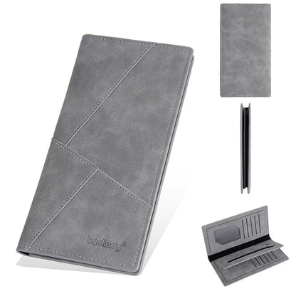 BAELLERRY C3070 Frosted PU Leather Long Wallet Men Large Capacity Cash Cards Holder with Zipper Pocket