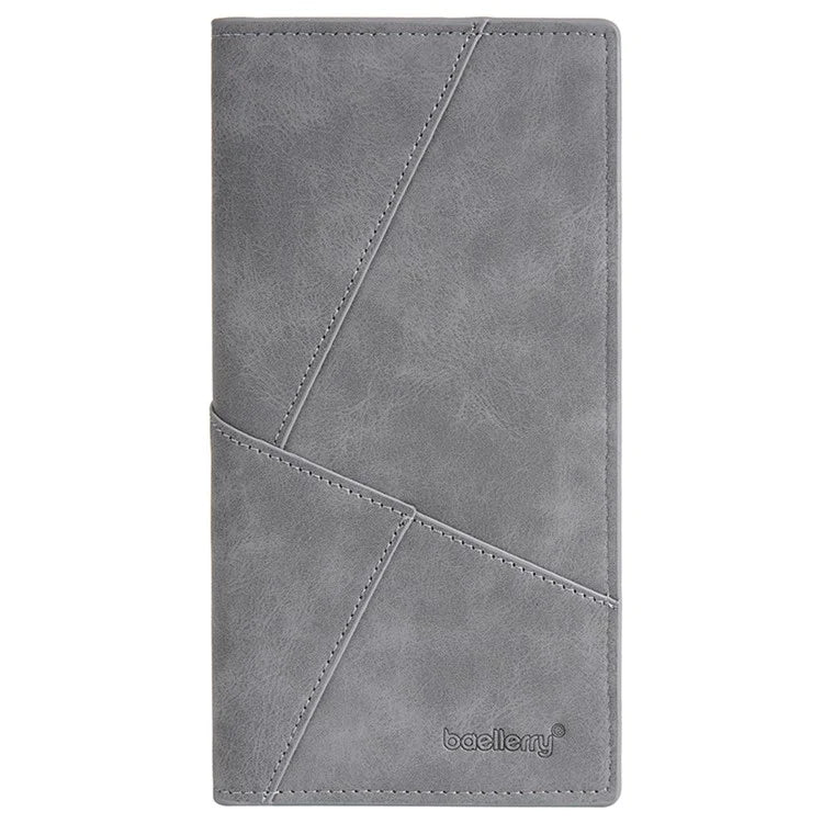 BAELLERRY C3070 Frosted PU Leather Long Wallet Men Large Capacity Cash Cards Holder with Zipper Pocket
