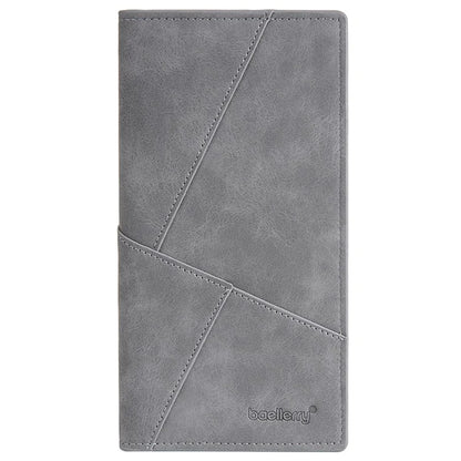 BAELLERRY C3070 Frosted PU Leather Long Wallet Men Large Capacity Cash Cards Holder with Zipper Pocket