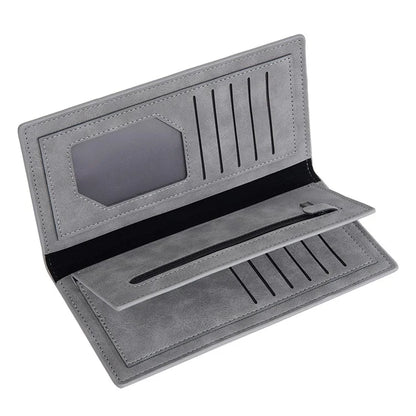 BAELLERRY C3070 Frosted PU Leather Long Wallet Men Large Capacity Cash Cards Holder with Zipper Pocket