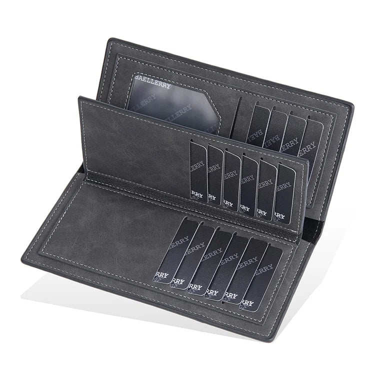 BAELLERRY C3070 Frosted PU Leather Long Wallet Men Large Capacity Cash Cards Holder with Zipper Pocket