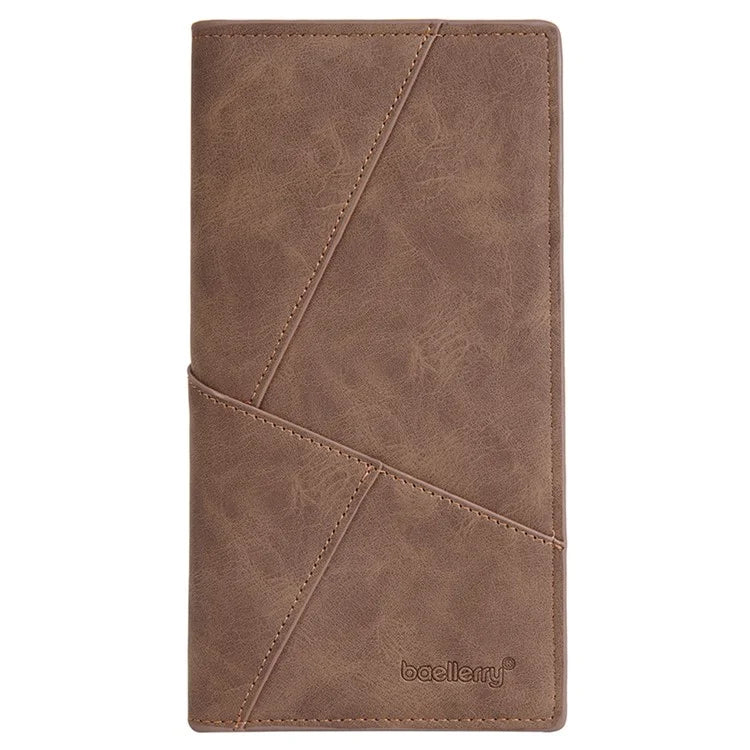 BAELLERRY C3070 Frosted PU Leather Long Wallet Men Large Capacity Cash Cards Holder with Zipper Pocket