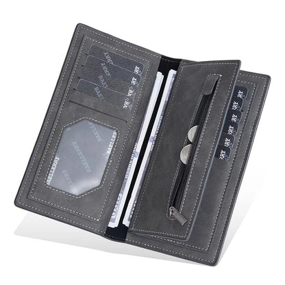 BAELLERRY C3070 Frosted PU Leather Long Wallet Men Large Capacity Cash Cards Holder with Zipper Pocket