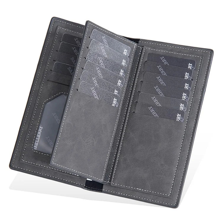 BAELLERRY C3070 Frosted PU Leather Long Wallet Men Large Capacity Cash Cards Holder with Zipper Pocket