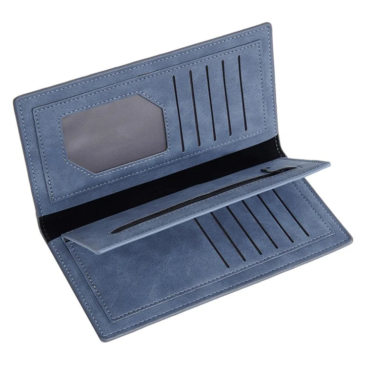 BAELLERRY C3070 Frosted PU Leather Long Wallet Men Large Capacity Cash Cards Holder with Zipper Pocket