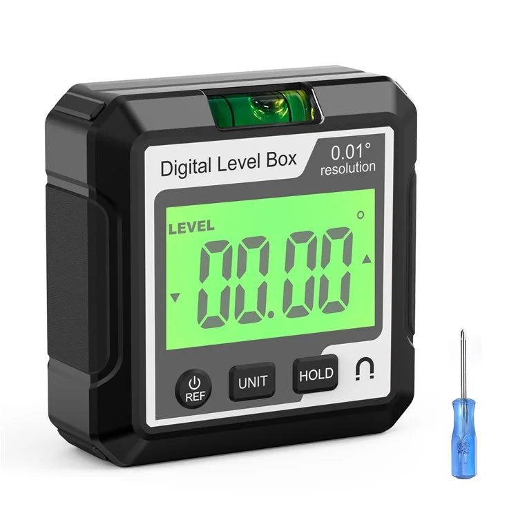 JD10 Digital Level Box Mini Angle Finder Magnetic Base LCD Bevel Gauge Inclinometer for Carpentry, with Bubble