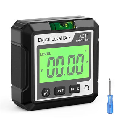 JD10 Digital Level Box Mini Angle Finder Magnetic Base LCD Bevel Gauge Inclinometer for Carpentry, with Bubble