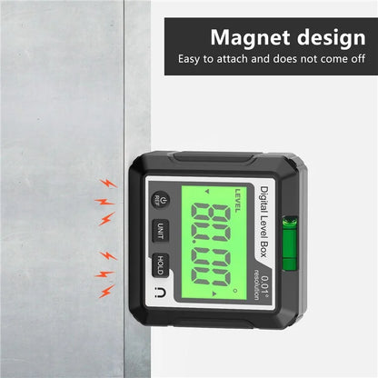 JD10 Digital Level Box Mini Angle Finder Magnetic Base LCD Bevel Gauge Inclinometer for Carpentry, with Bubble
