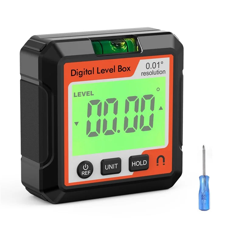 JD10 Digital Level Box Mini Angle Finder Magnetic Base LCD Bevel Gauge Inclinometer for Carpentry, with Bubble